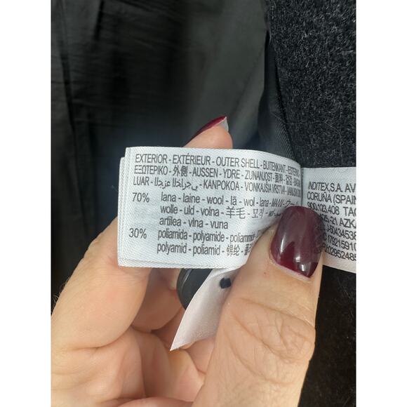 Zara Womens Long Wool Coat Size XL Gray Minimalist Old Money Academia Office NEW - Picture 8 of 11